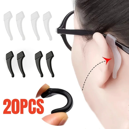 20Pcs Silicone Eyeglass Ear Grips Anti-Slip Glasses Temple Tip Holders