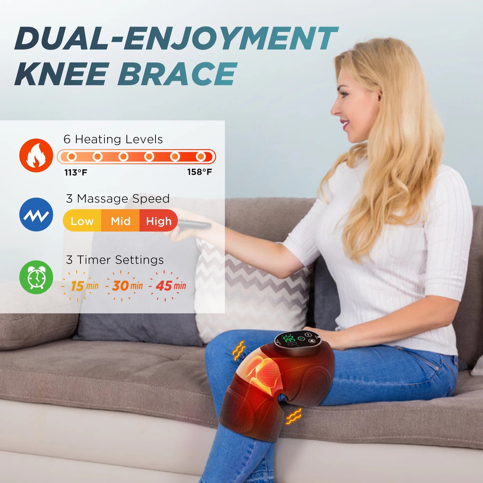 Cordless Heated Knee Massager Joint Care Wrap - 2