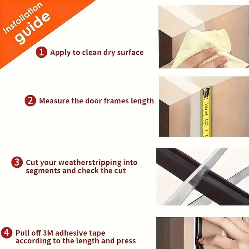 Adhesive Door Window Sealing Strip Soundproof Weatherproof Rubber Seal - 5