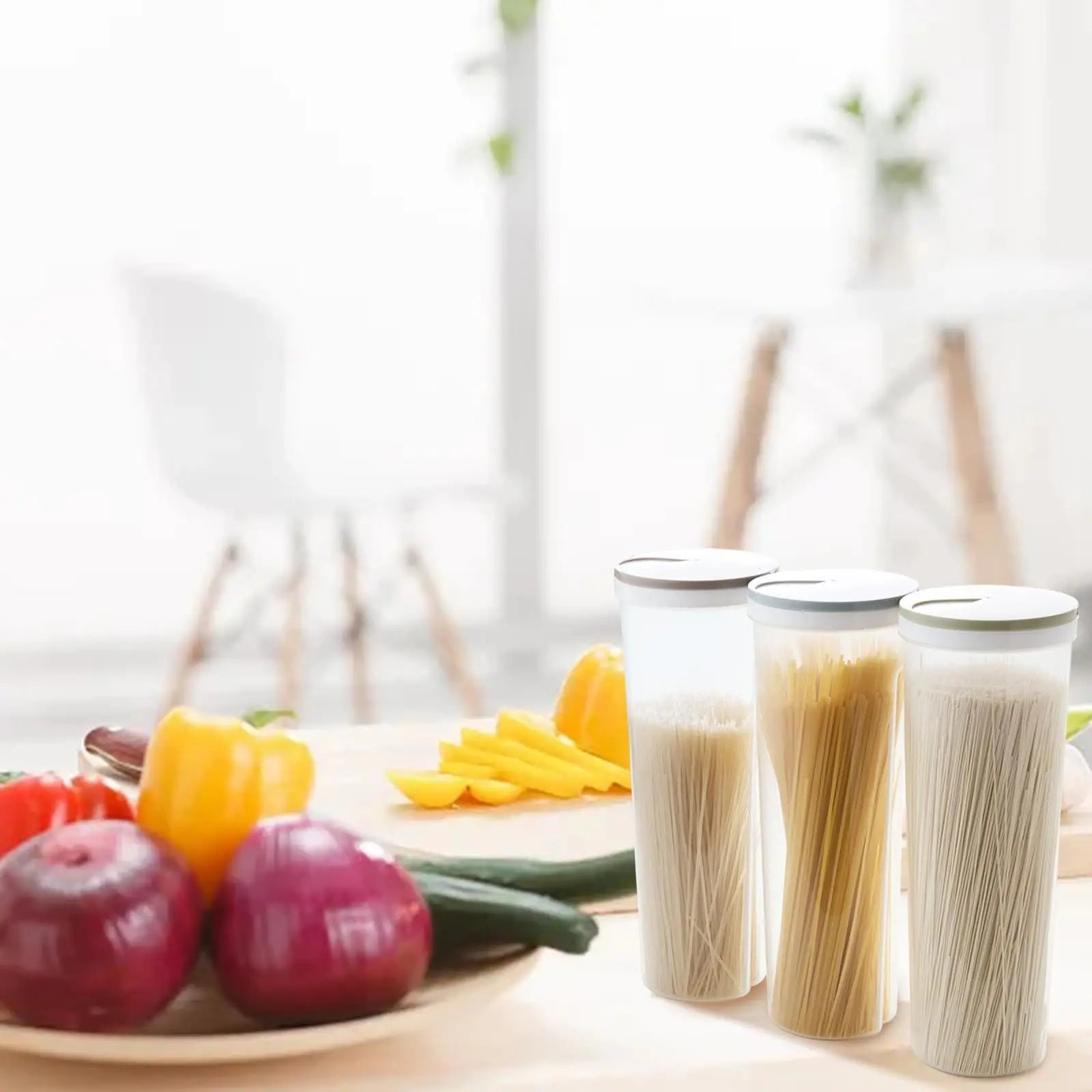 Airtight Pasta Container Spaghetti Storage Jar Kitchen Food Organizer - 9