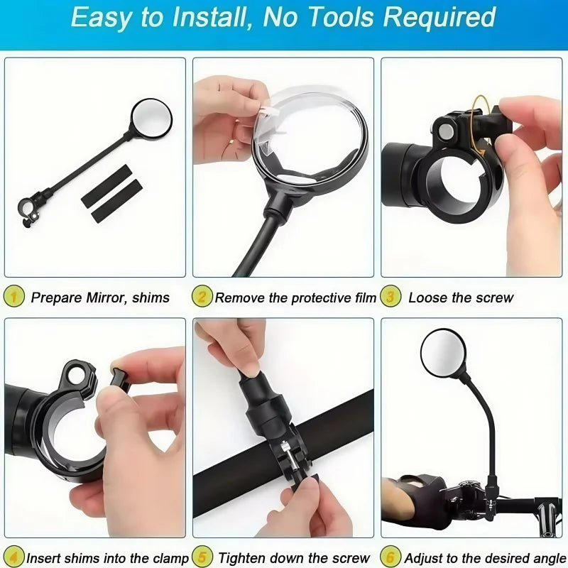 Universal Bike Handlebar Mirror Adjustable Wide Angle Rearview Cycling
