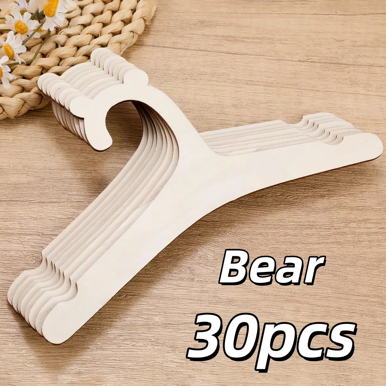 Wooden Baby Clothes Hangers Nursery Kids Wardrobe Organizer Set - 15