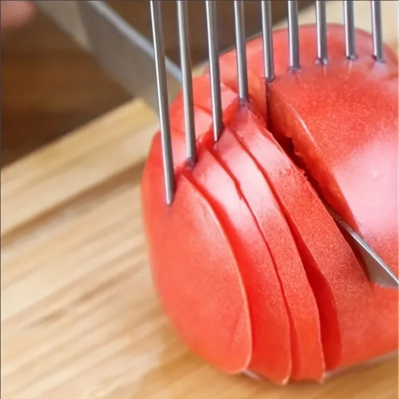 Stainless Steel Onion Holder Slicer Vegetable Fruit Cutting Assistant Tool - 3