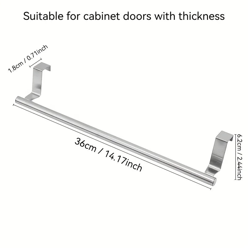 Over Cabinet Towel Rack Stainless Steel Bathroom Kitchen Storage Hanger - 12