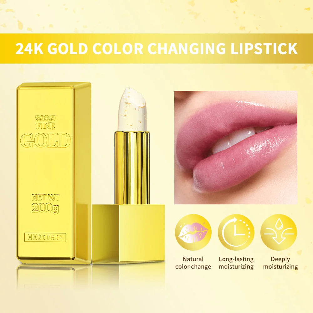 24K Gold Color Changing Lipstick & Moisturizing Lip Balm - 3