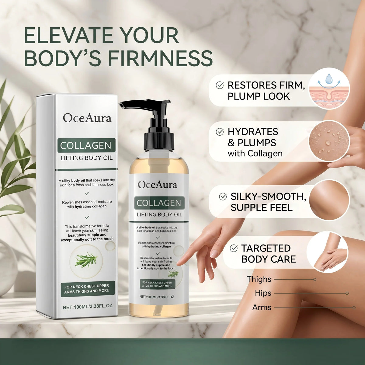 Collagen Body Firming Massage Oil Tightening Hydrating Skin Care