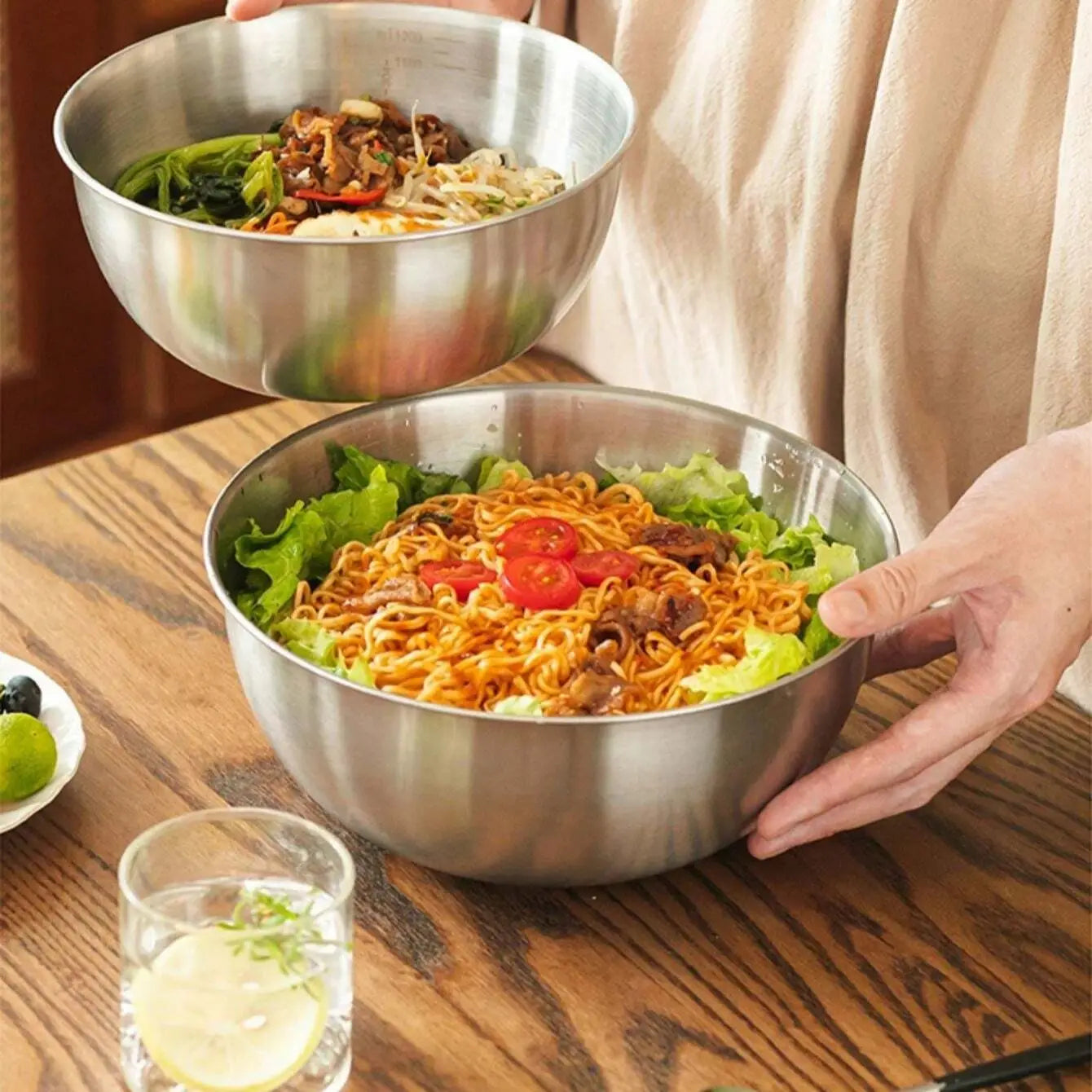 Stainless Steel Mixing Bowl Set - Nesting Salad & Kitchen Prep Basin - 9