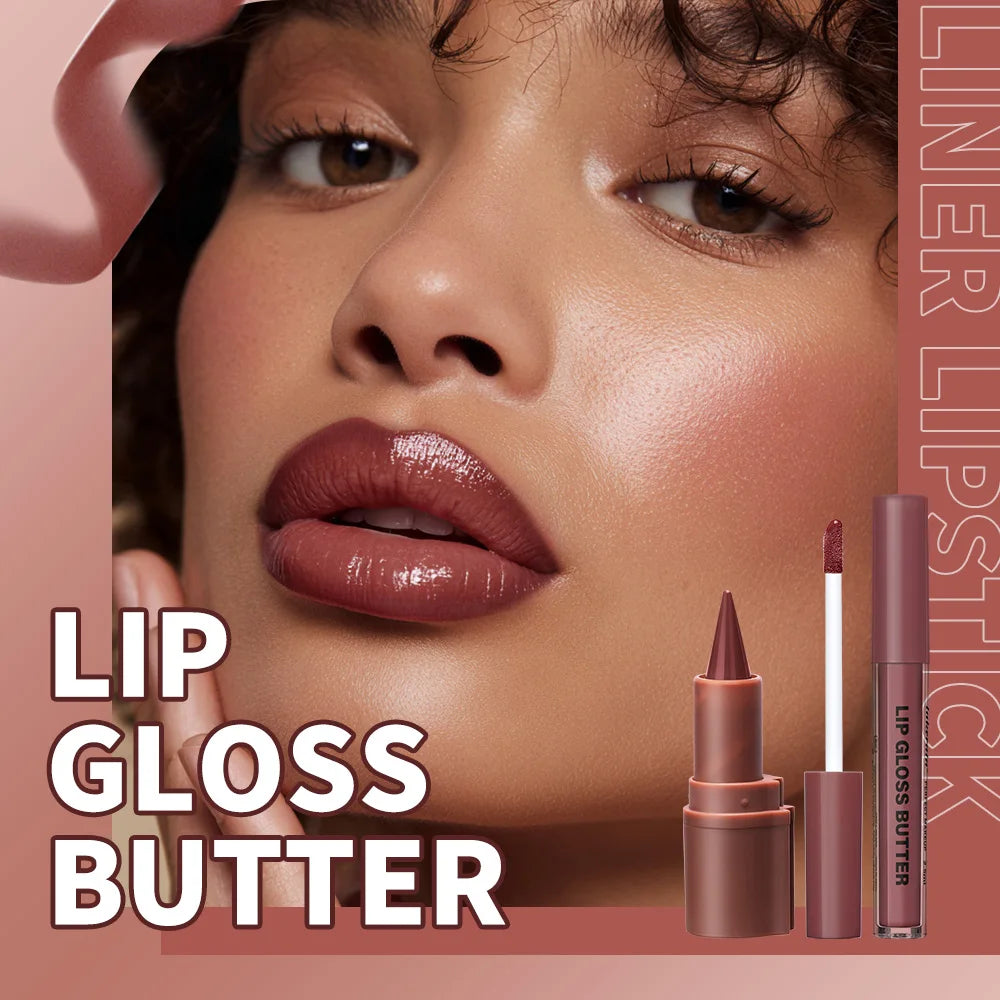 3D Lip Liner & Lip Gloss Set Hydrating Makeup - 2