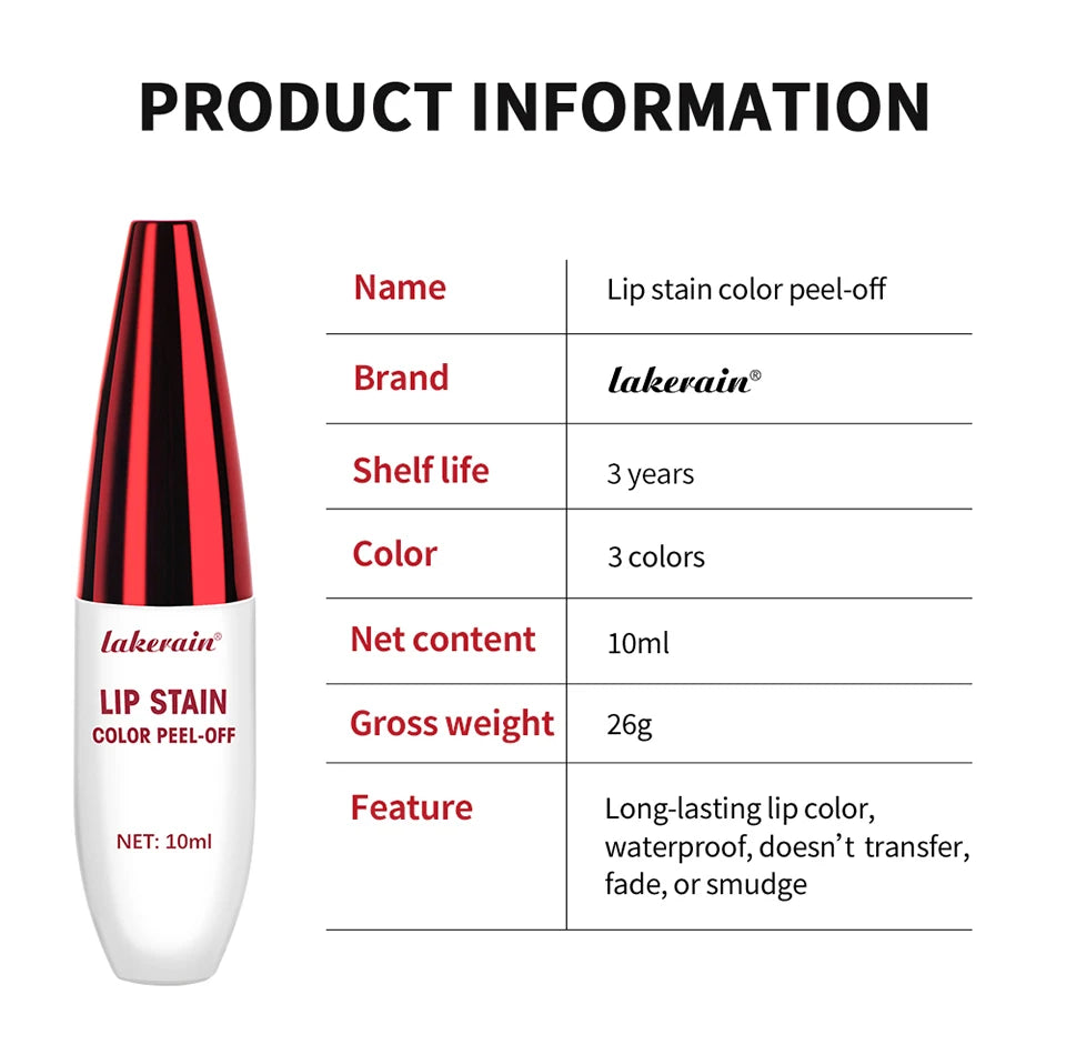 Peel Off Lip Stain Waterproof Tattoo Lip Tint Gloss - 12