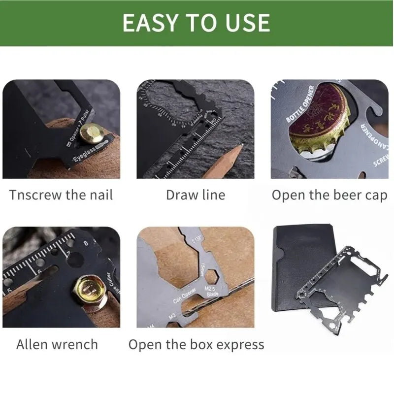 46 in 1 Multi Tool Credit Card Survival Gear Portable Pocket Gadget