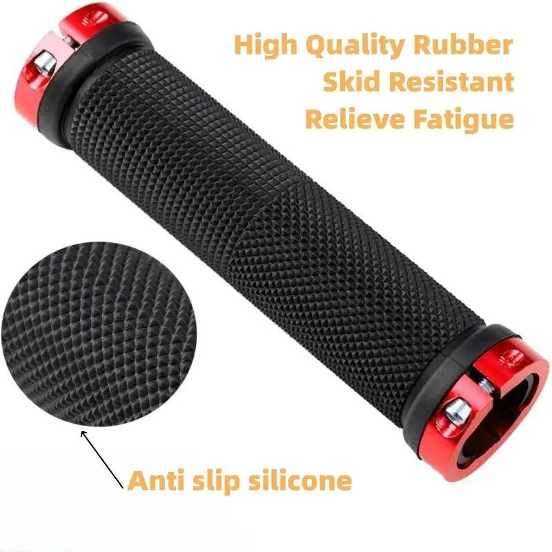 Non-Slip MTB Bicycle Handlebar Grips Dual Aluminum Lock On Rubber MTB