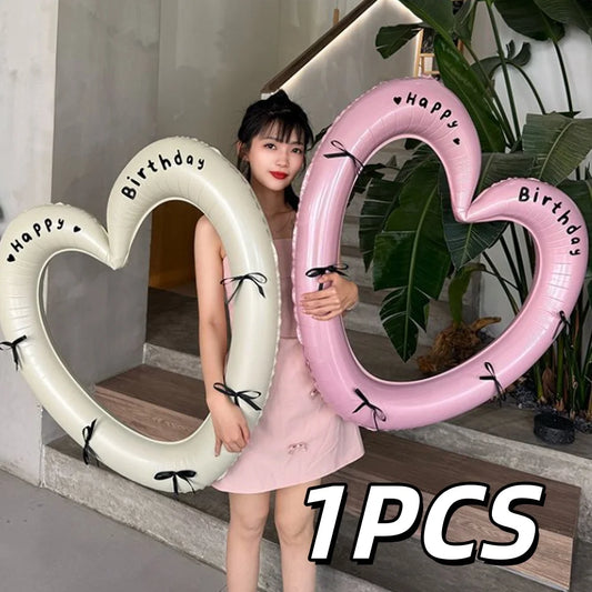 Heart Shaped Happy Birthday Photo Frame Balloon Romantic Party Prop