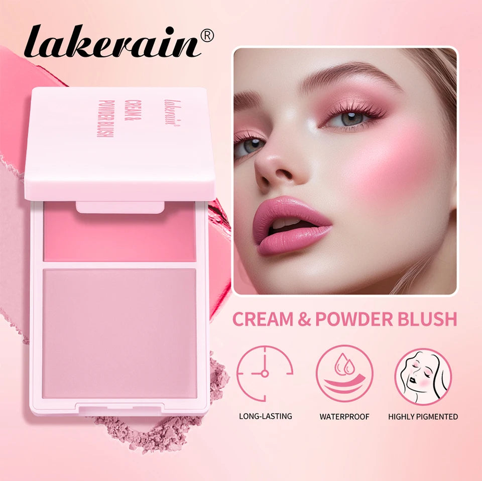 Lakerain 2 in 1 Cream and Powder Blush Makeup Palette