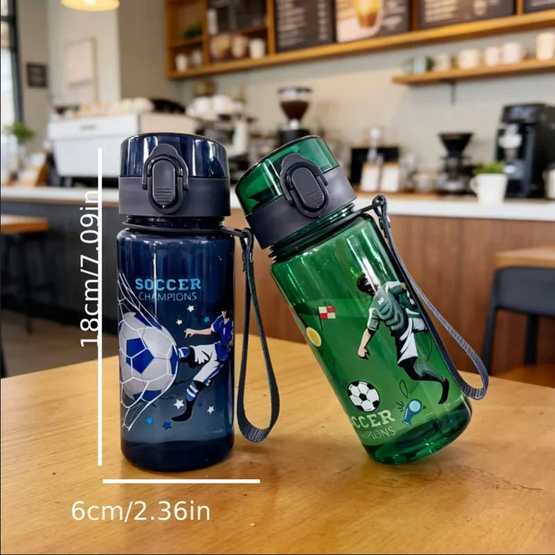 Portable 400ml Kids Water Bottle with Pop-Up Lid and Carrying Strap
