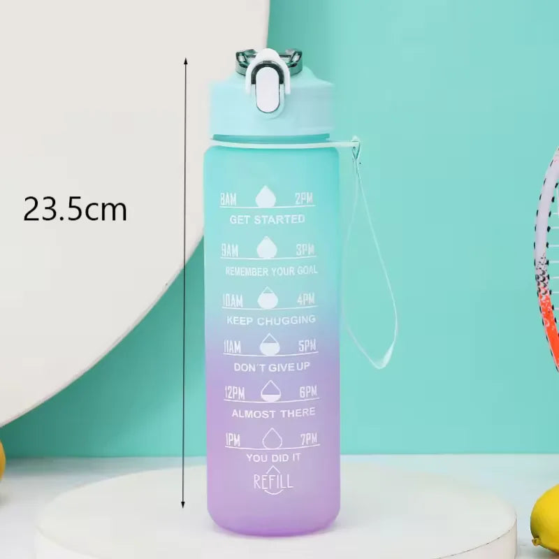Motivational Water Bottle with Time Marker Leakproof Sport Fitness Jug - 12