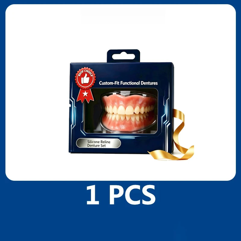 Silicone Dentures Adjustable Cosmetic Teeth & Reusable Smile Set - 13