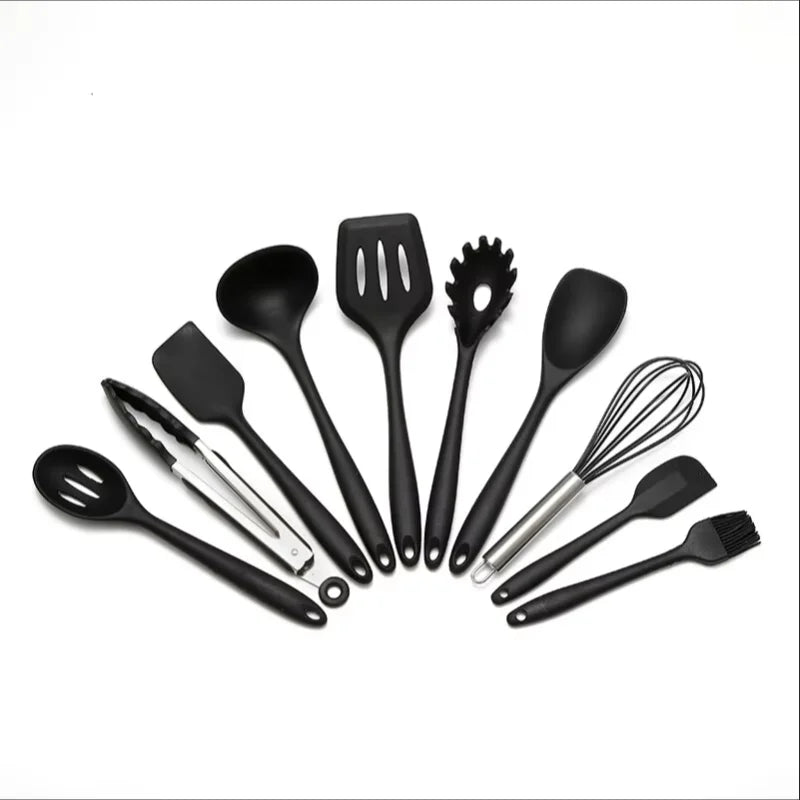 10 Piece Silicone Kitchen Utensil Set Nonstick Heat Resistant Cookware - 21