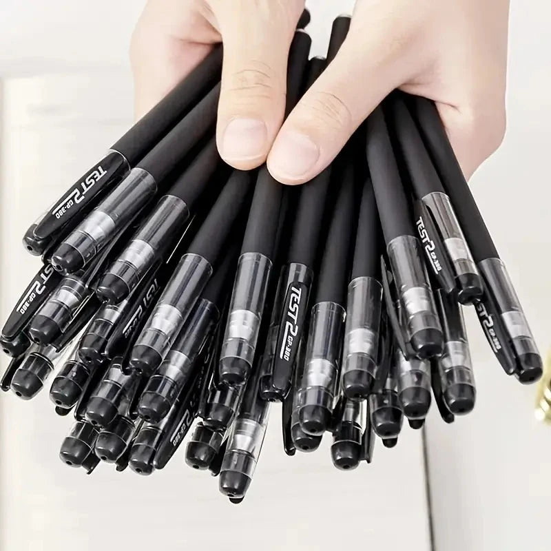 12PCS Matte Black Gel Pens Smooth Writing Stationery Student Exam Set