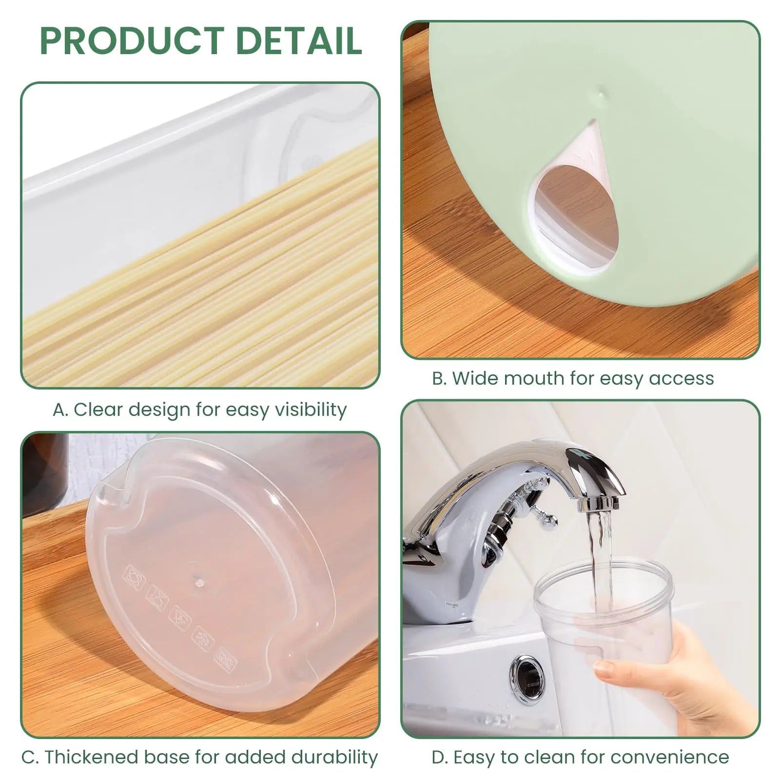 Airtight Pasta Container Spaghetti Storage Jar Kitchen Food Organizer - 12