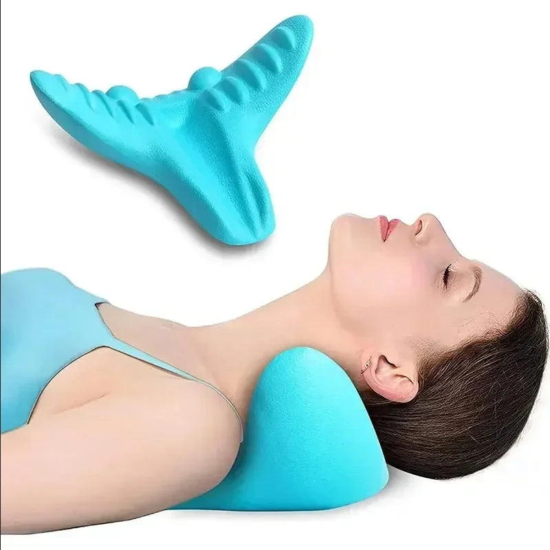 Neck and Shoulder Relaxer Cervical Traction Pillow Massage Stretcher - 1