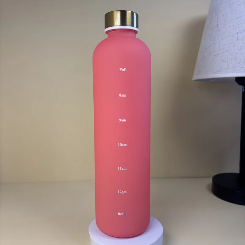 1L Motivational Water Bottle with Time Marker Leakproof Sports Jug