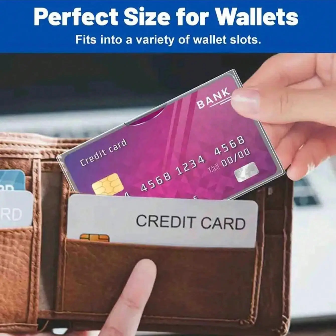 Clear PVC Card Protector Sleeves Waterproof ID and Credit Card Covers - 7
