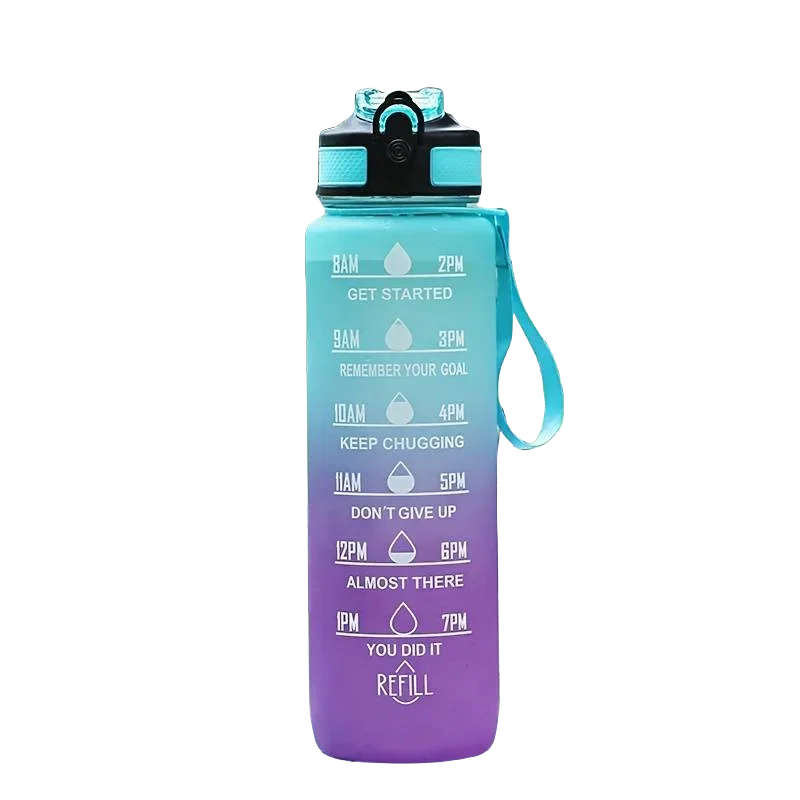 1000ml Gradient Sports Water Bottle Large Capacity Straw Gym Cup