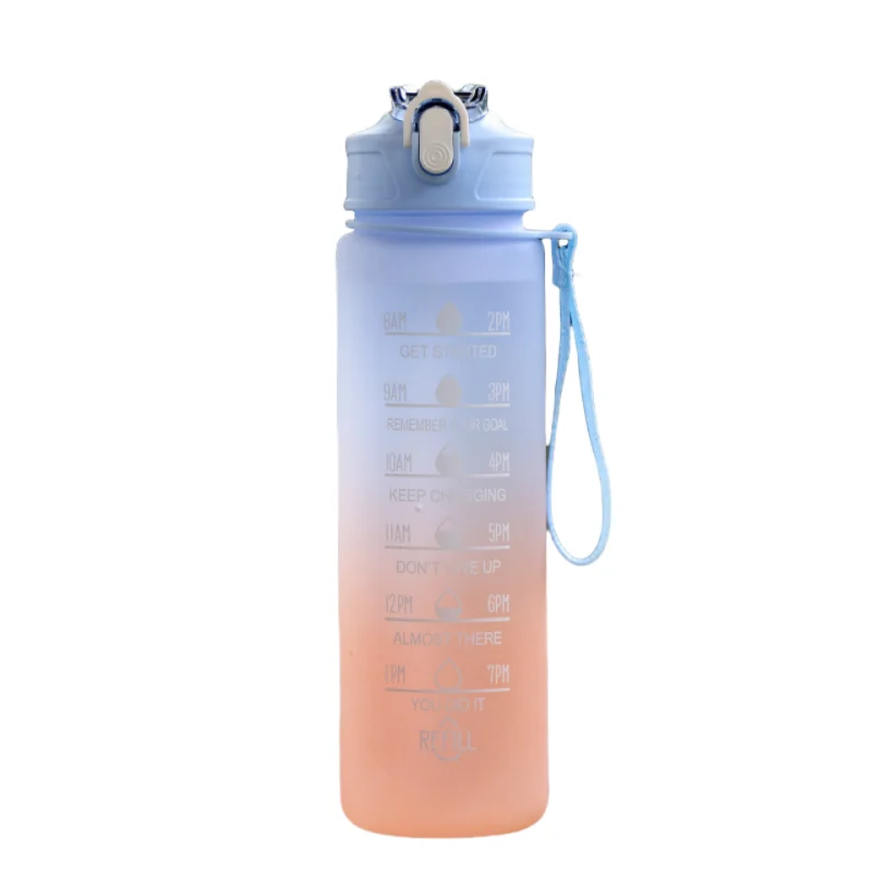 Motivational Sports Water Bottle with Time Marker and Leak Proof Straw - 39