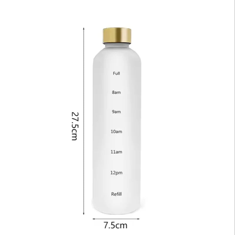 1L Motivational Water Bottle with Time Marker Leakproof Sports Jug