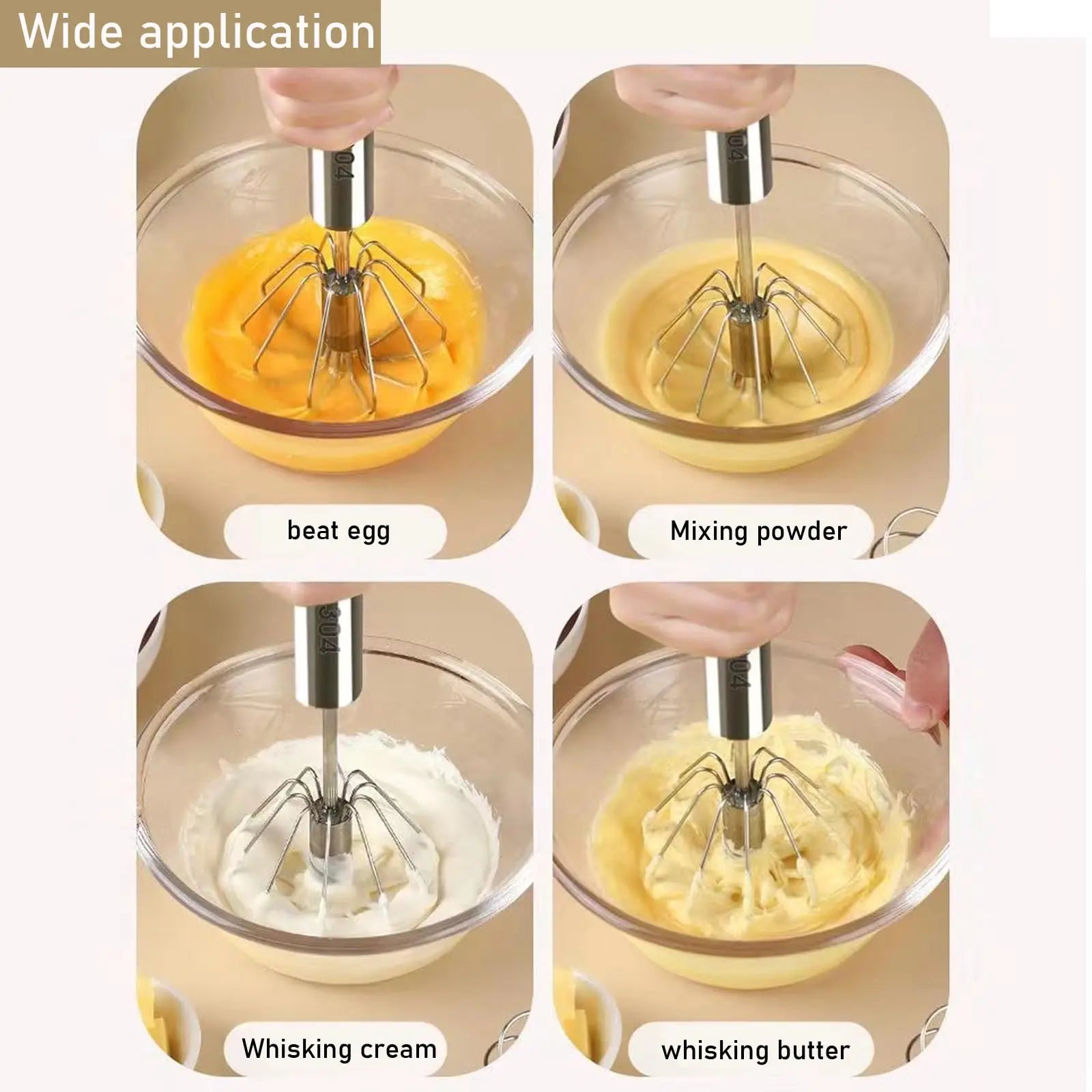 Stainless Steel Semi Automatic Egg Beater Kitchen Hand Whisk Mixer