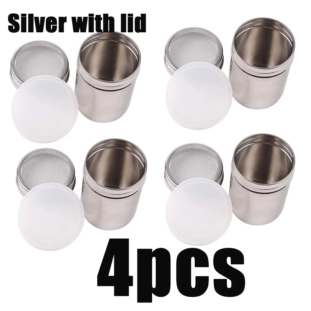 Stainless Steel Coffee Shaker and Flour Sifter with Lid for Seasoning