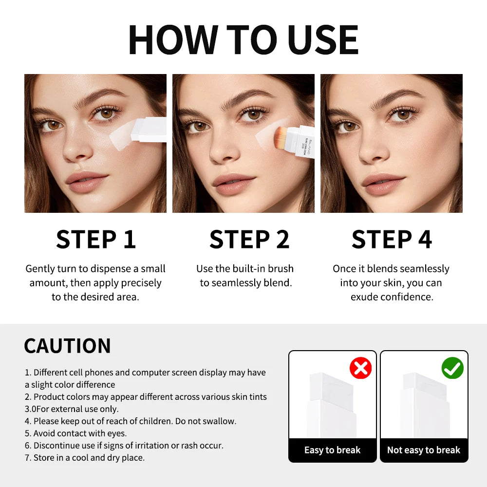Lakerain Blanc Cover Dual Ended Waterproof Cream Foundation Stick