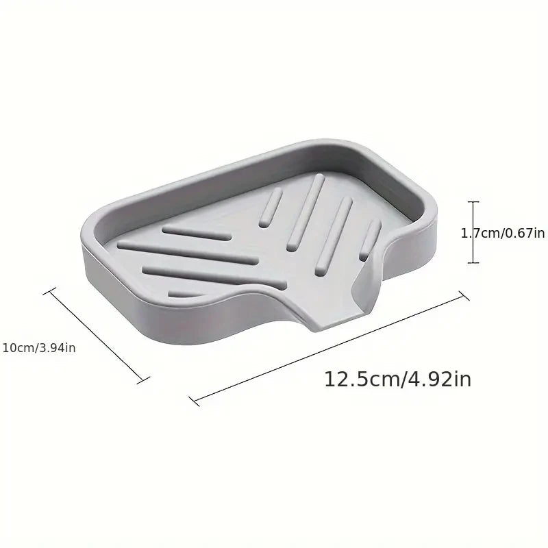 Silicone Kitchen Sink Tray Self Draining Sponge Holder Soap Dish - 8