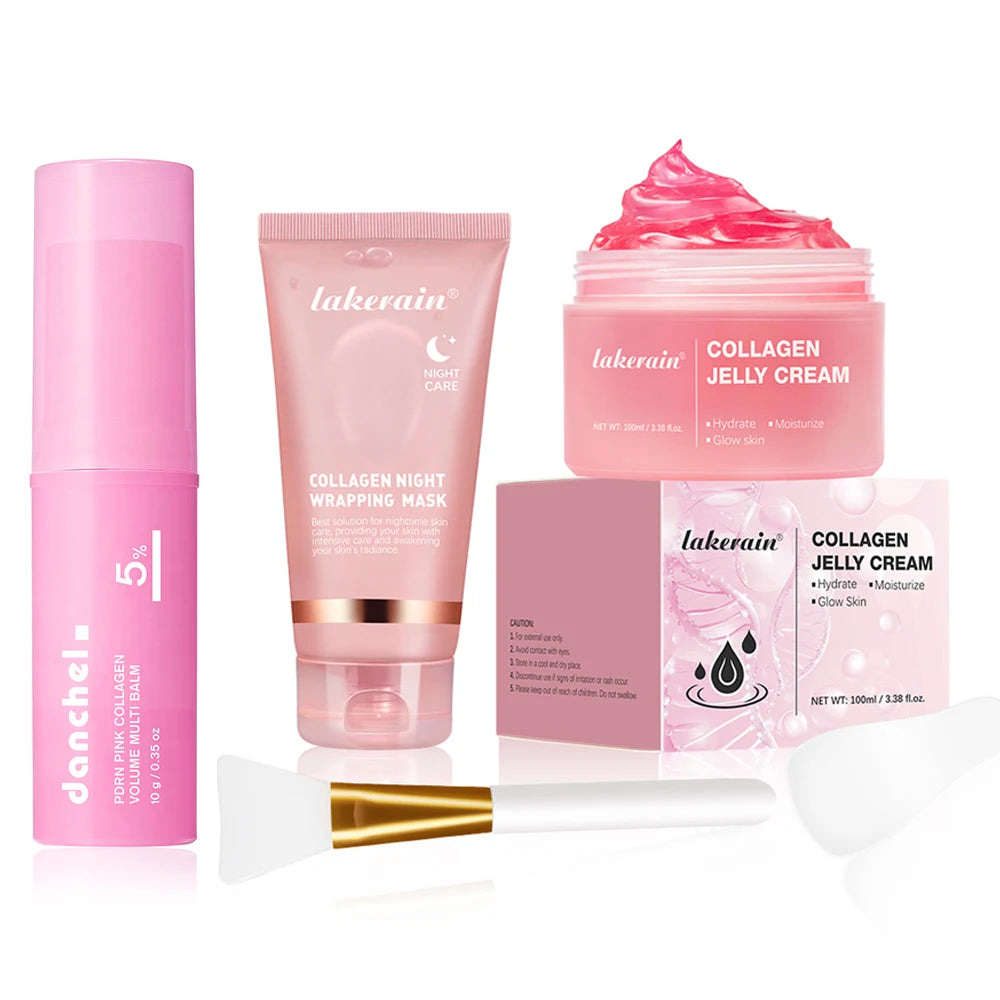 4pcs Collagen Skincare Kit Mask Cream Balm