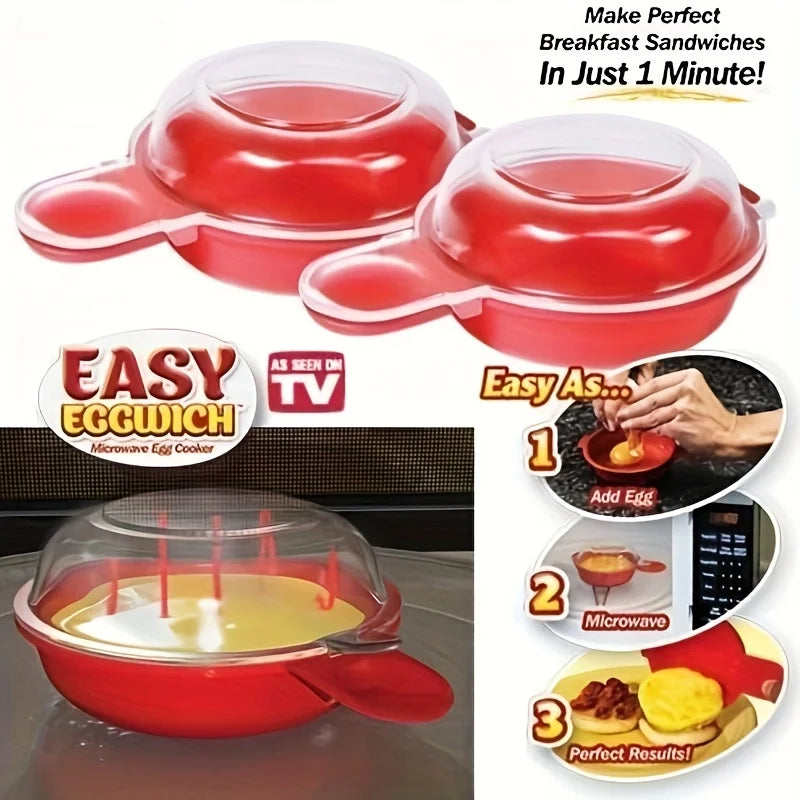 2PCS Microwave Egg Cooker Poacher Nonstick Fast Breakfast Maker Tool - 7