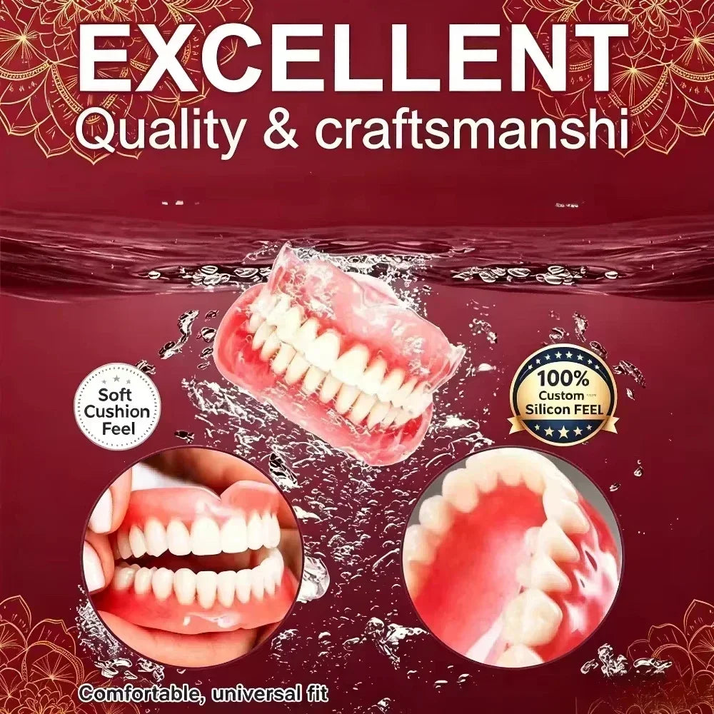 Silicone Dentures Full Mouth False Teeth Set - 10