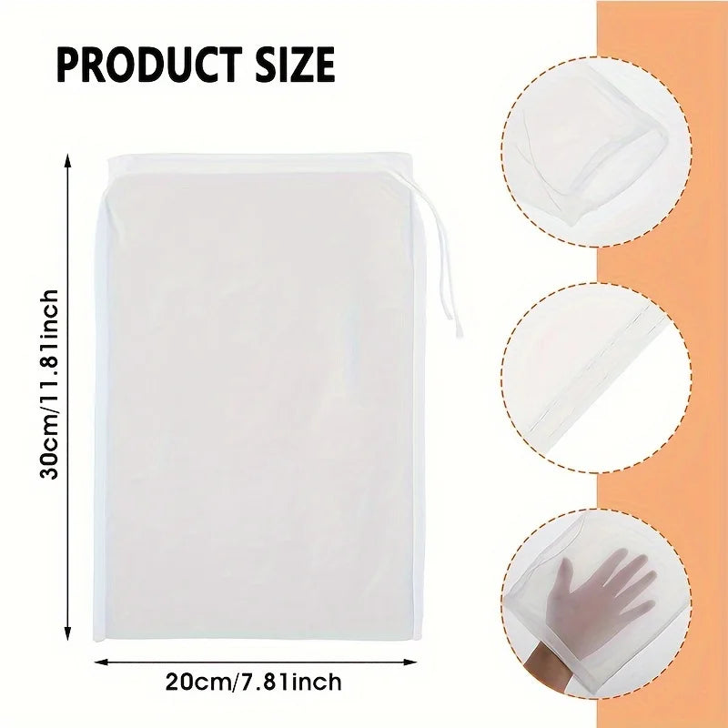 Reusable Nylon Nut Milk Bag 100 Mesh Fine Food Strainer Filter Pouch - 7