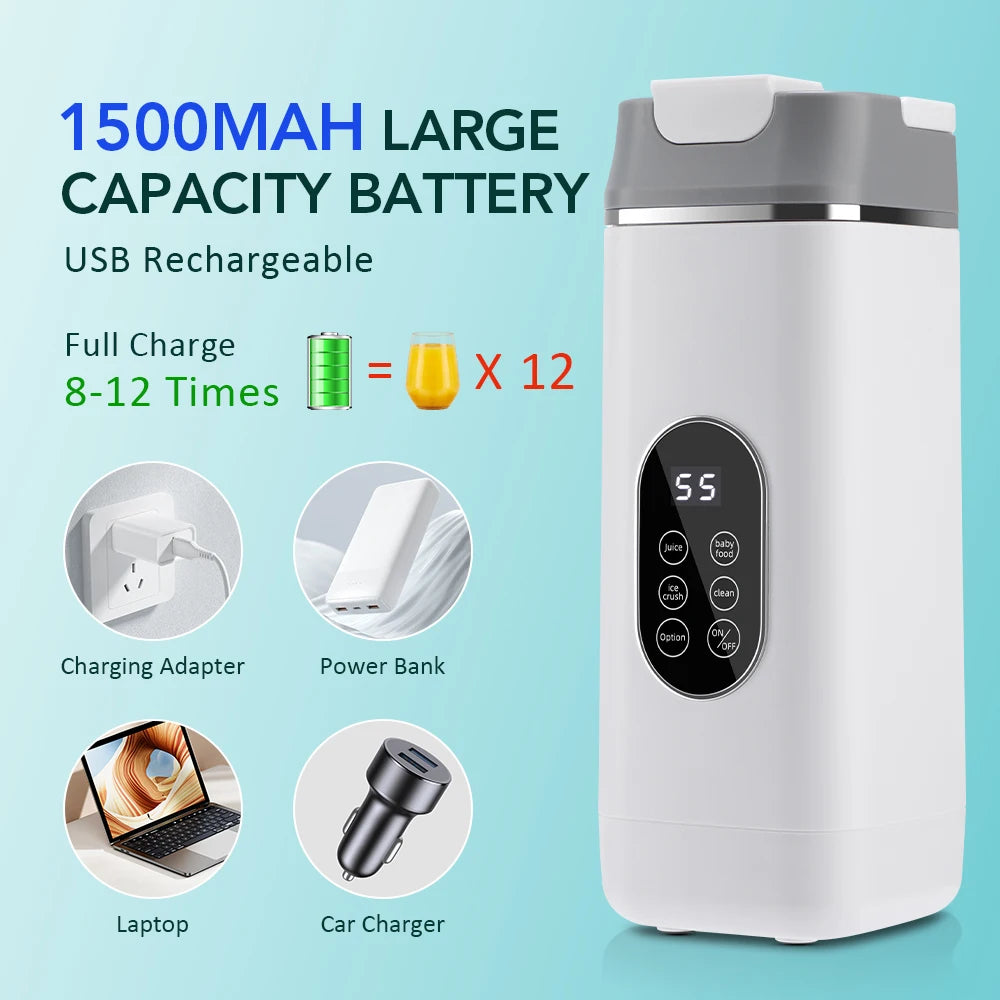 Portable 12-Blade Electric Juicer Cup & Smoothie Blender Bottle - 3