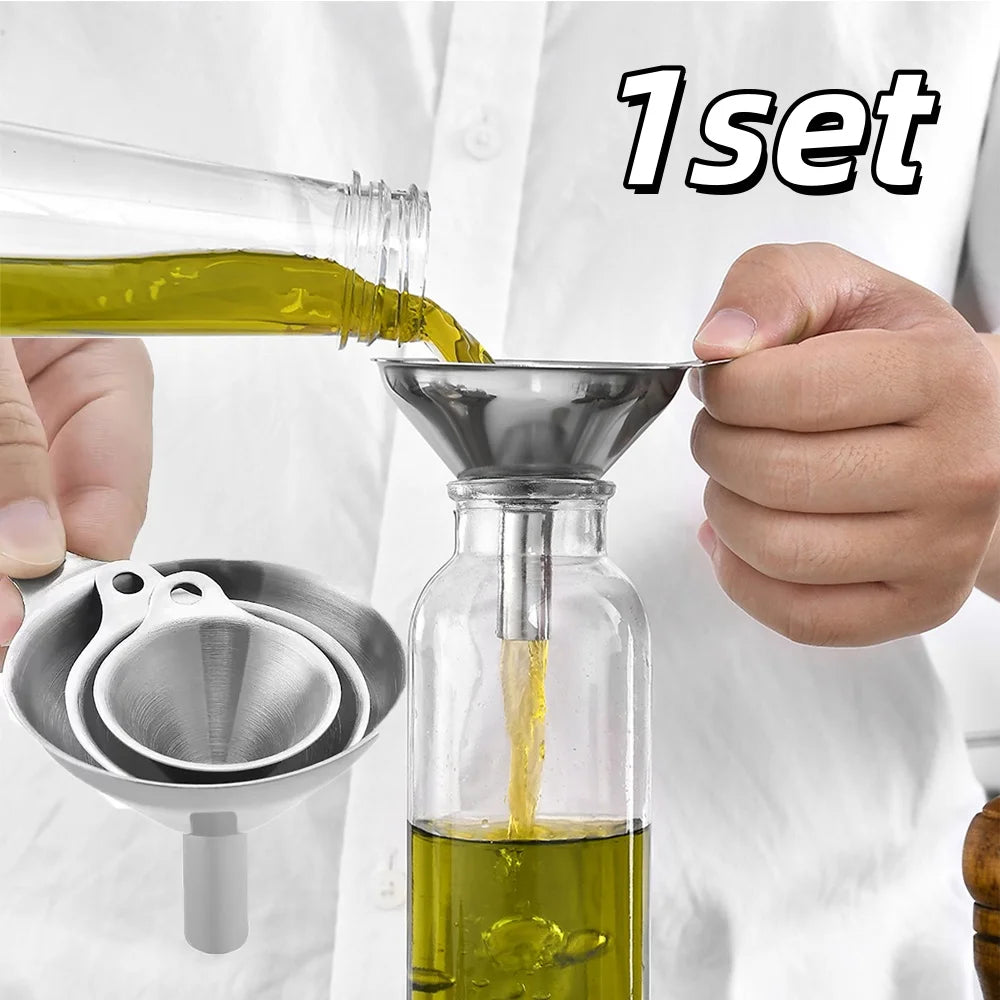 Stainless Steel Kitchen Funnel Set for Liquids and Spices Transfer