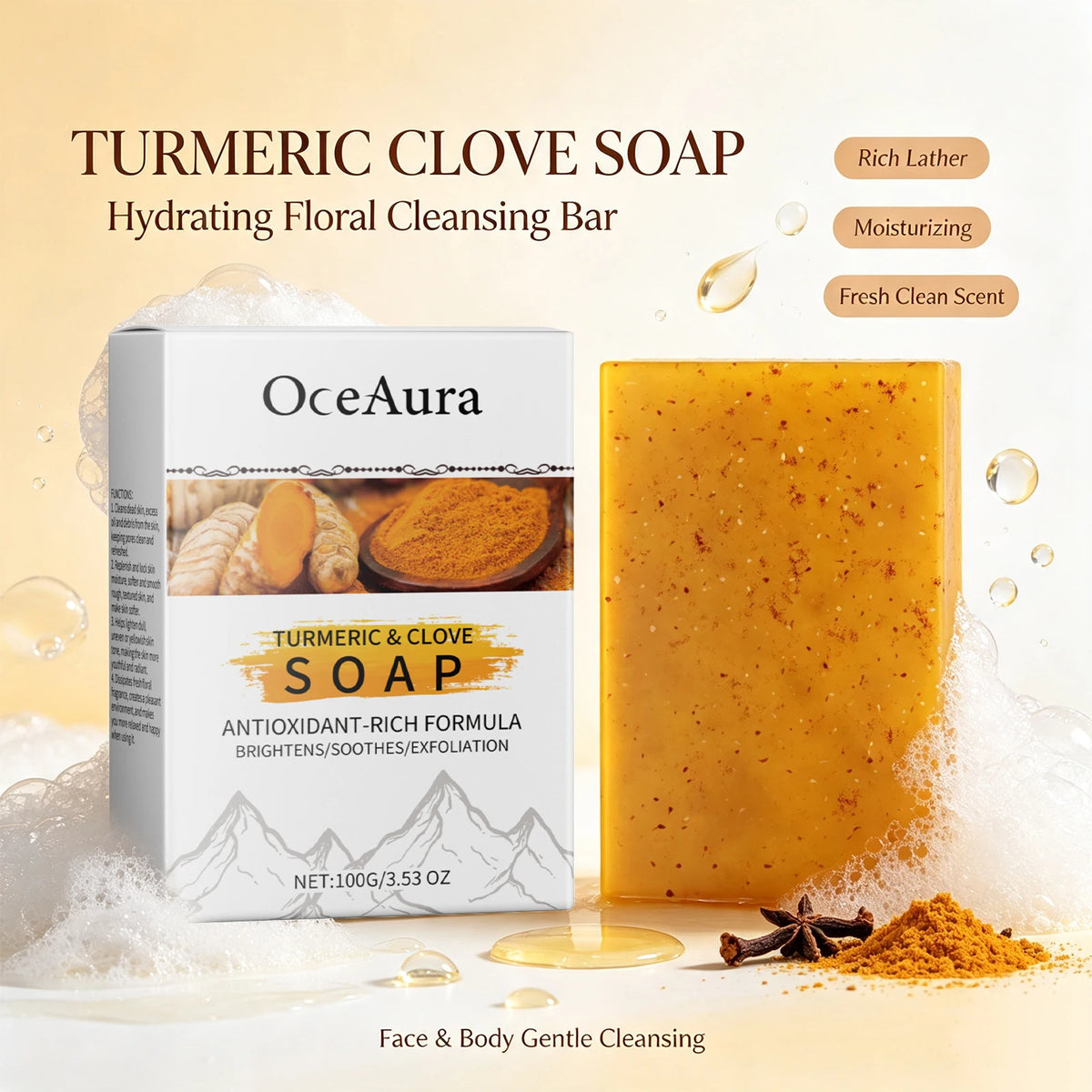 Turmeric Clove Soap Bar Exfoliating Face and Body Cleansing Bar