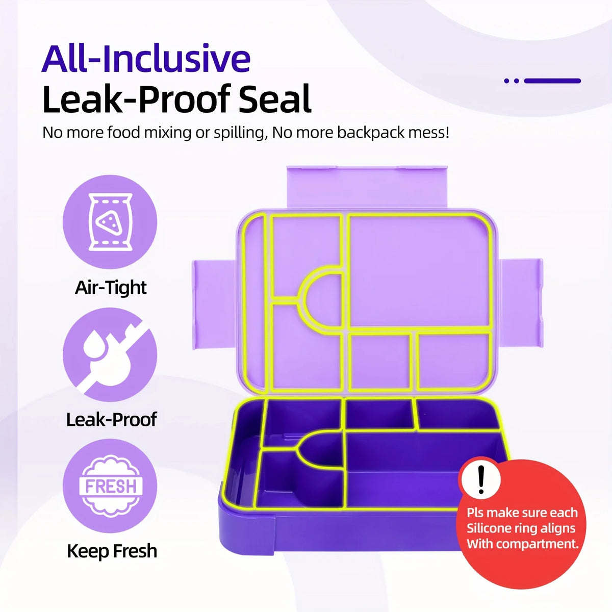 Leak-Proof Bento Lunch Box Set Divided Food Container for Kids