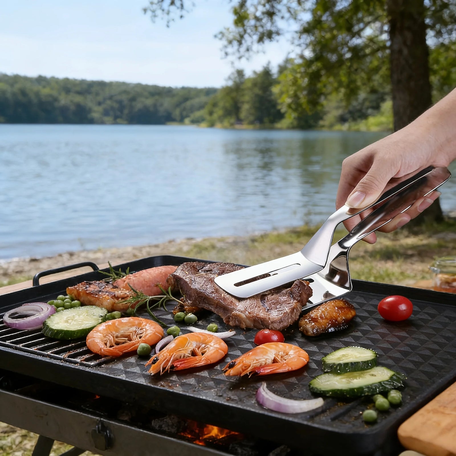 Stainless Steel Steak Spatula Tongs Multifunctional Kitchen Grill Clamp