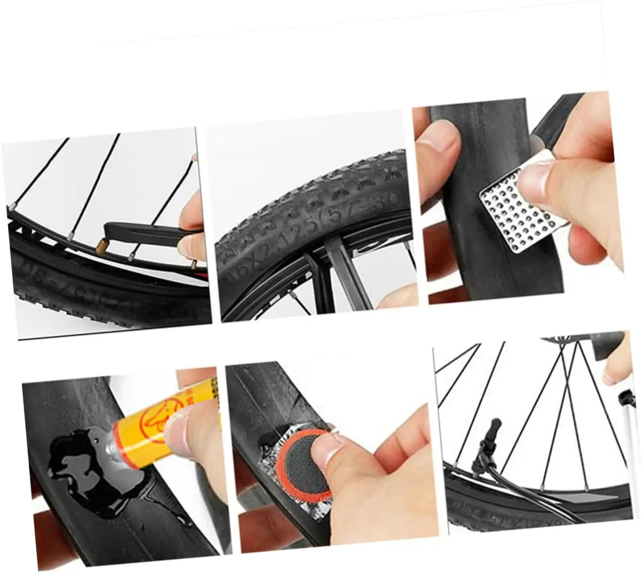 Bicycle Tire Repair Kit Compact Flat Tire Fix Puncture Patch Tool Set