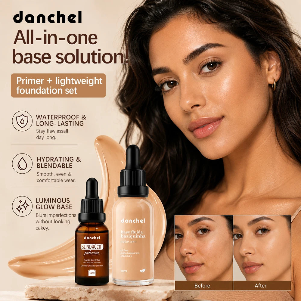 2pcs Waterproof Primer Serum and Liquid Foundation Makeup Set - 2