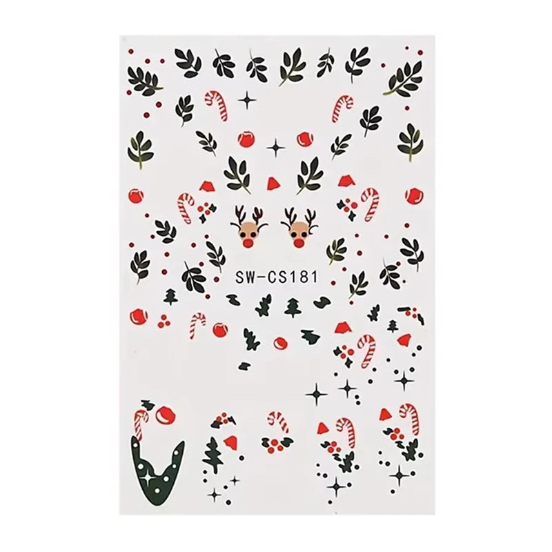 Christmas Nail Stickers Cartoon Snowman Decals Manicure Art