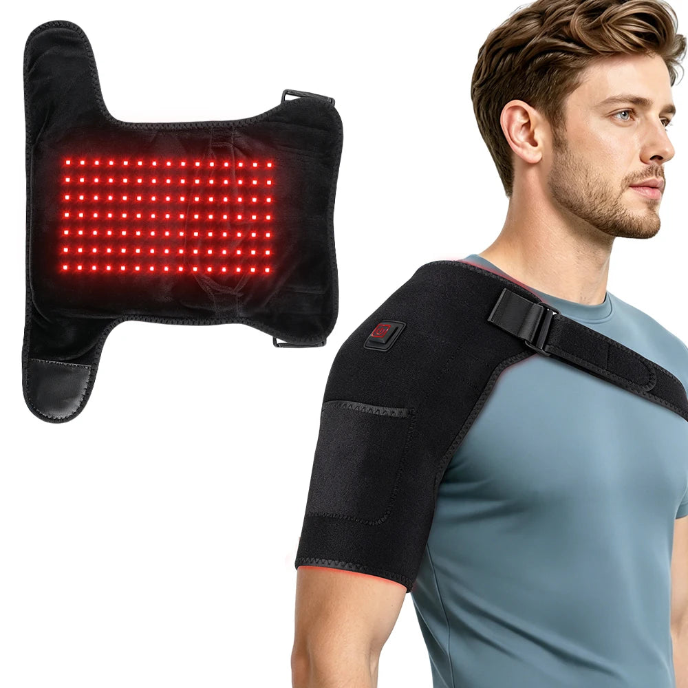 USB Heated Shoulder Brace Red Light Therapy Wrap Pad