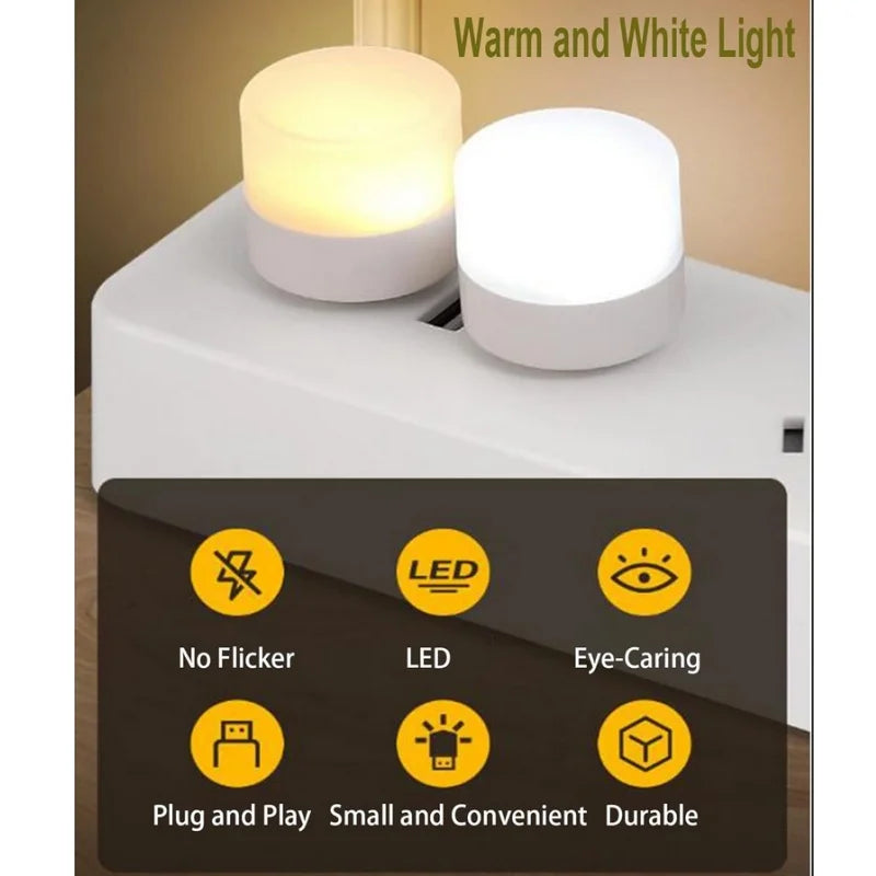 Mini USB LED Night Light Portable Plug In Lamp for Reading and Travel - 2