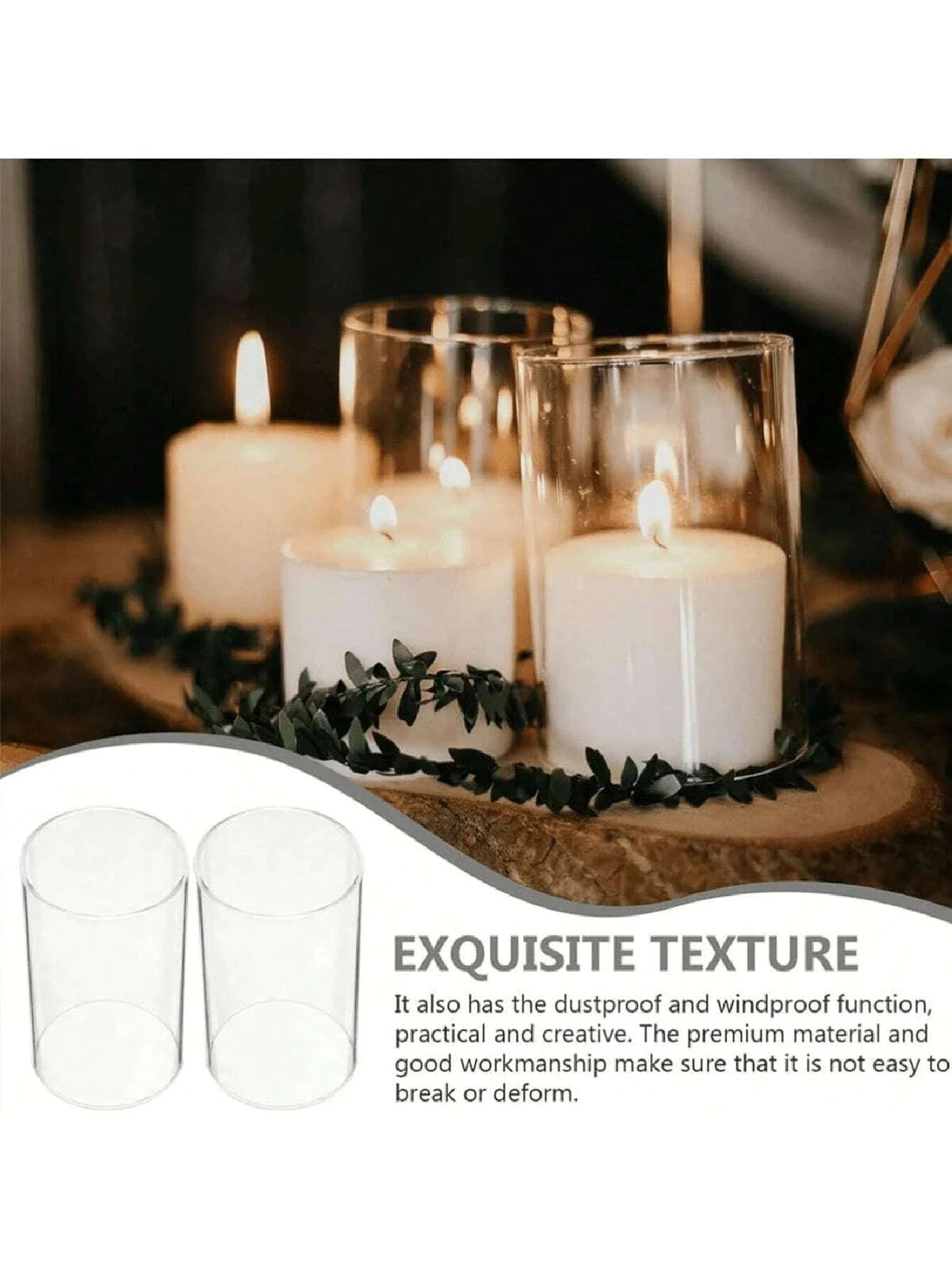 Clear Glass Cylinder Candle Holder Vase for Wedding Centerpiece Decor - 2