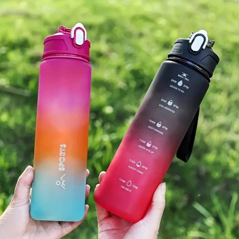 800ml Gradient Sports Water Bottle with Time Marker and Straw - 11
