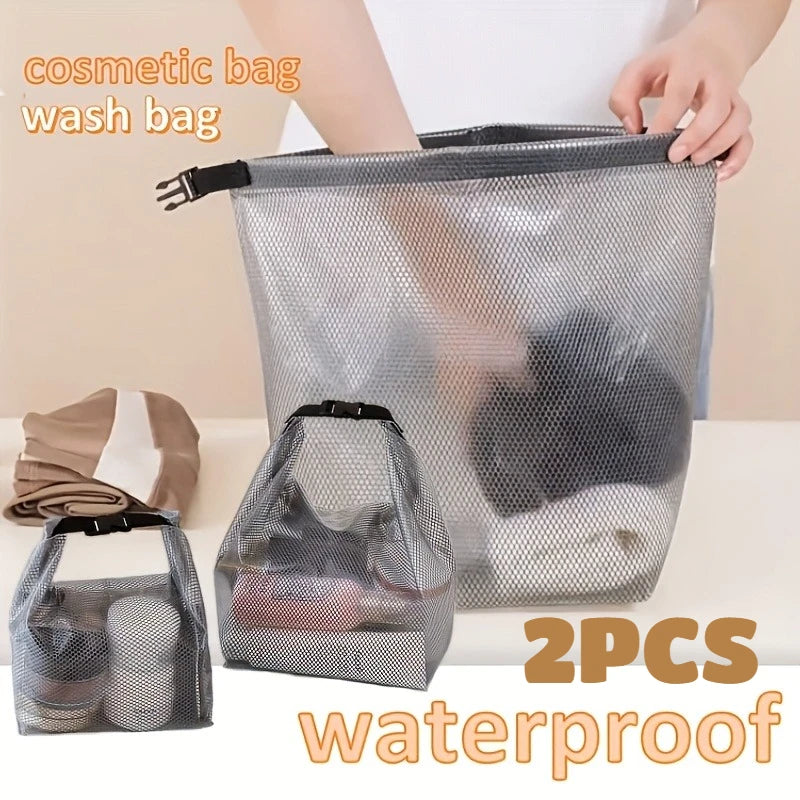 2PCS Waterproof Storage Bag Mesh Cosmetic Pouch for Travel and Gym - 1